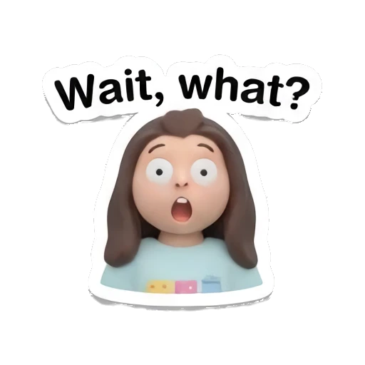 Surprised girl with wide eyes and mouth open with text Wait, what? Little Girl Daily Vibes sticker for expressive chats and social replies.