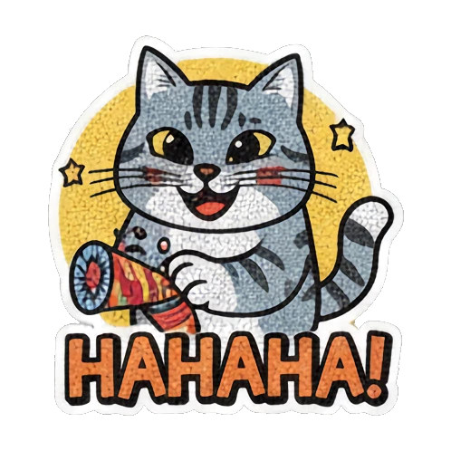 灰猫戴墨镜耍帅 Vintage Comic Cat Expressions sticker for expressive chats and social replies.