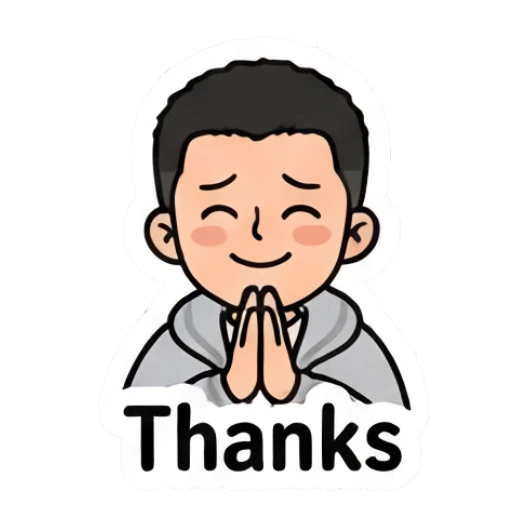 Boy with hands together in prayer, saying Thanks. Casual Boy Daily Vibes sticker for expressive chats and social replies.
