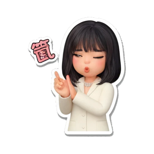 Girl pointing finger with text 箴 Office Chic Girl Daily sticker for expressive chats and social replies.