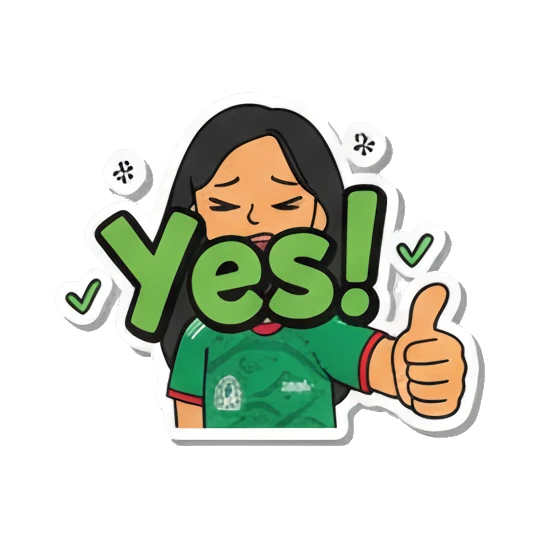 Girl giving thumbs up with text Yes Soccer Fan Girl Daily Life sticker for expressive chats and social replies.