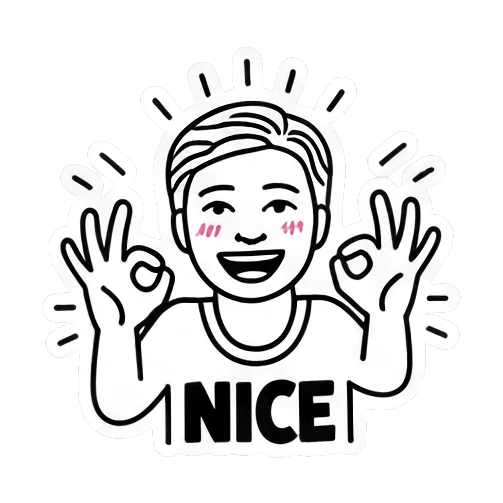 比出Nice手势 Keith Haring Style Boy sticker for expressive chats and social replies.