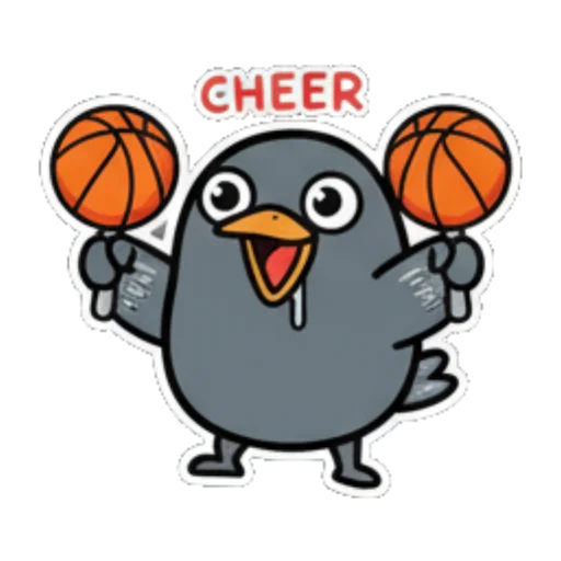 举篮球欢呼小鸟加油 Cute Bird Daily Stickers sticker for expressive chats and social replies.