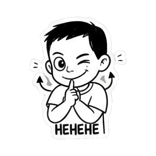 mischievous boy winking Quirky Boy Daily Life sticker for expressive chats and social replies.