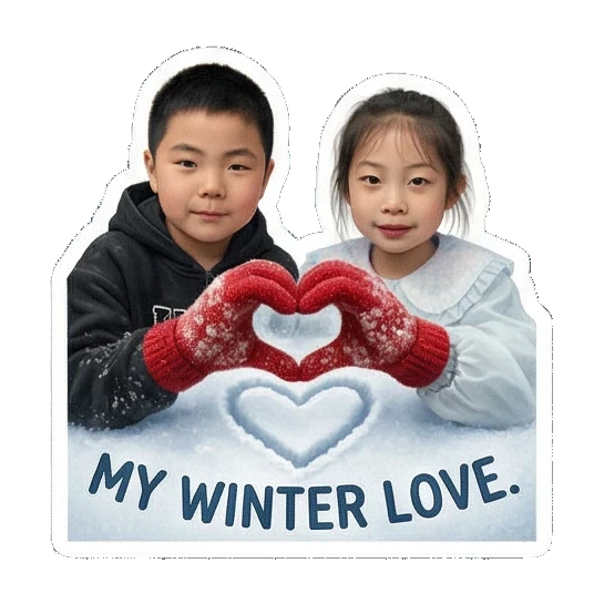 两人竖起大拇指 Winter Kids Duo sticker for expressive chats and social replies.