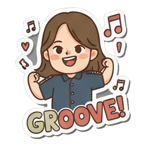 律动女孩跳舞说GROOVE! Vibrant Girl's Daily sticker for expressive chats and social replies.