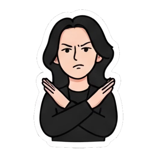 Annoyed girl crossing arms with a stern expression. Cool Rocker Girl Daily Life sticker for expressive chats and social replies.