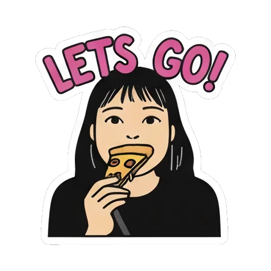 吃披萨出发 Girl's Daily Moods sticker for expressive chats and social replies.