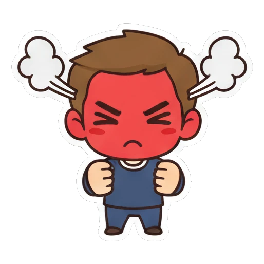 Chibi boy extremely angry with red face Cheerful Chibi Boy Daily sticker for expressive chats and social replies.