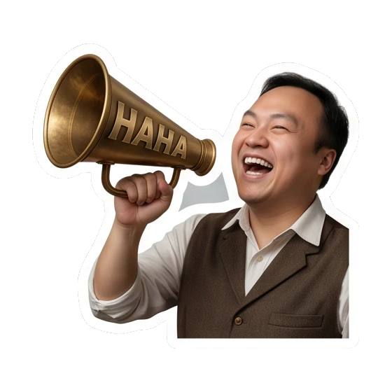 laughing with megaphone Steampunk Gentleman Adventures sticker for expressive chats and social replies.