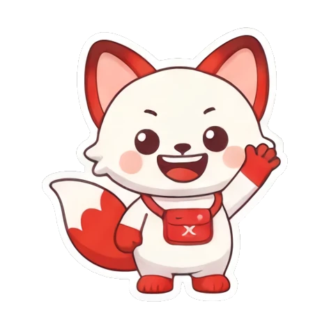 happy waving fox Cheerful Red Fox Adventures sticker for expressive chats and social replies.