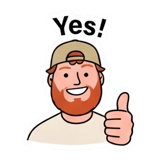 Bearded man giving a thumbs up with a cheerful smile Bearded Guy Daily Vibes sticker for expressive chats and social replies.
