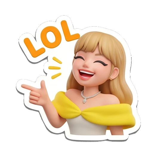 Blonde girl laughing and pointing, LOL expression. Golden Girl Daily Vibes sticker for expressive chats and social replies.