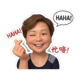 mother doing finger heart Cheerful Mom Daily Life sticker for expressive chats and social replies.