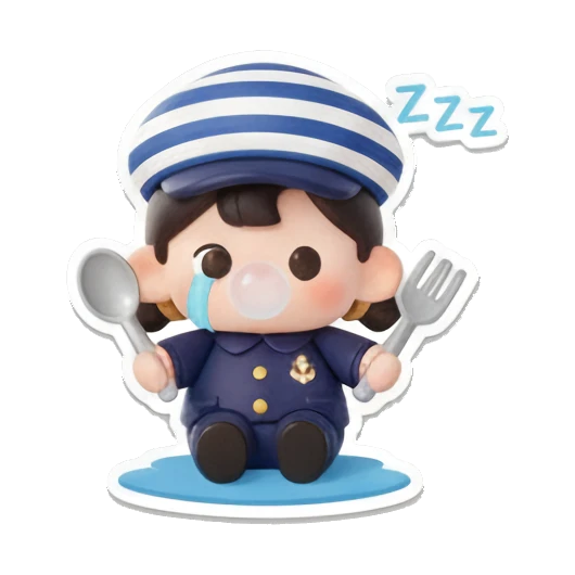 小水手戴睡帽吃面 Chibi Sailor's Daily Expressions sticker for expressive chats and social replies.