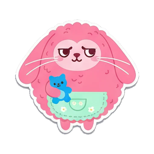 强壮肌肉展示 Pink Fluffy Buddy sticker for expressive chats and social replies.