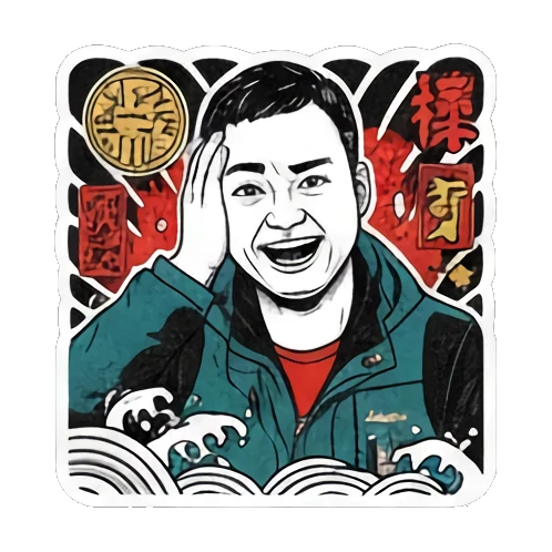 Shut up gesture Ukiyo-e Guy's Moods sticker for expressive chats and social replies.