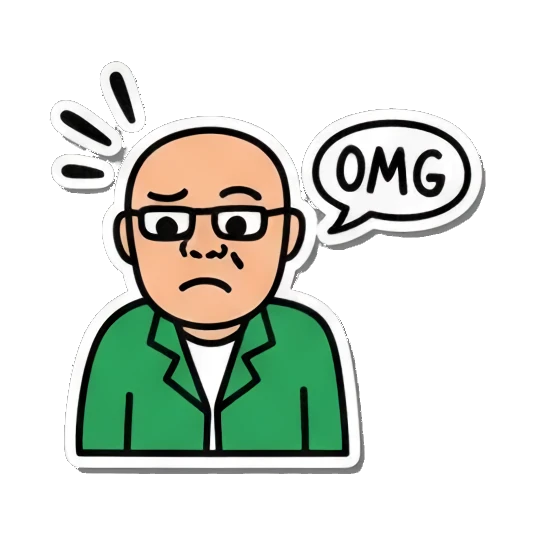 happy jumping pose Bald Guy Pop Art Vibes sticker for expressive chats and social replies.