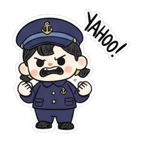 欢呼水手喊Yahoo Little Sailor's Daily Fun sticker for expressive chats and social replies.