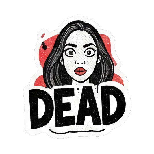 疲惫不堪DEAD Gritty Girl Moods sticker for expressive chats and social replies.