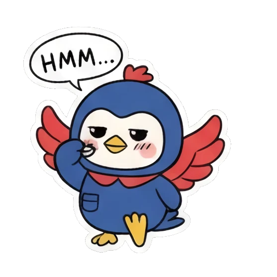 戴斗笠吃饭 Blue Bird Doodle Adventures sticker for expressive chats and social replies.
