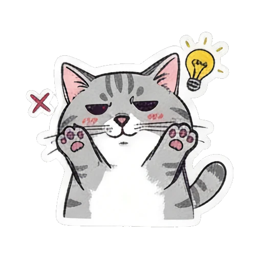 Cat with a bright idea Playful Gray Tabby Diary sticker for expressive chats and social replies.