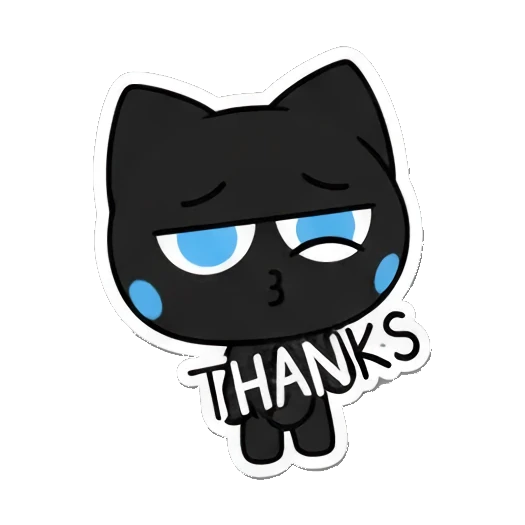 cat saying thanks with smug face Playful Black Cat Expressions sticker for expressive chats and social replies.