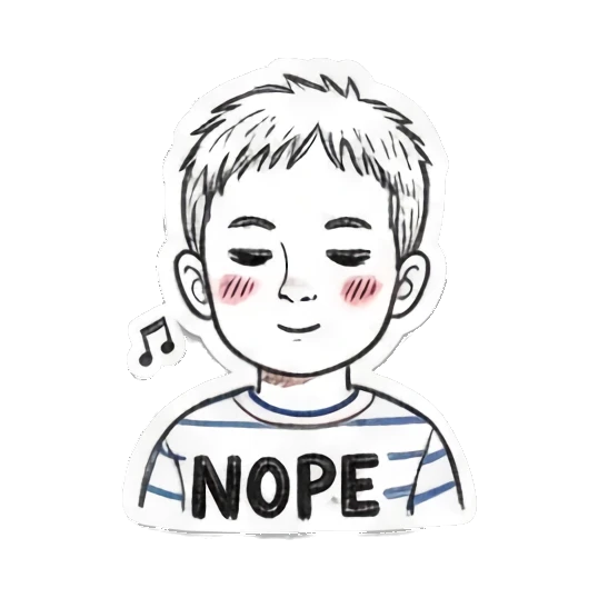男孩摇头NOPE Boy's Doodle Diary sticker for expressive chats and social replies.