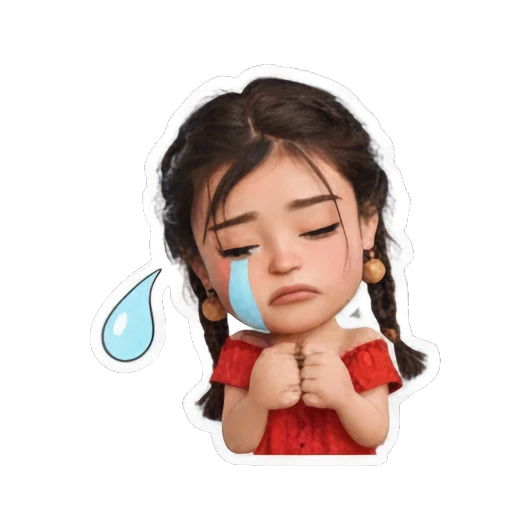 女孩伤心流泪 Little Red Dress Girl sticker for expressive chats and social replies.