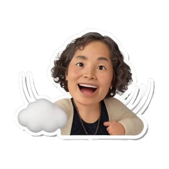 Mother giving double thumbs up Cheerful Curly Mom sticker for expressive chats and social replies.