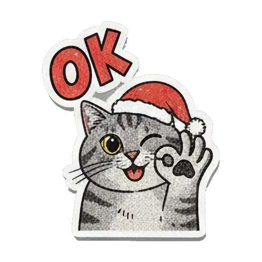 winking cat saying OK Retro Grumpy Cat Vibes sticker for expressive chats and social replies.
