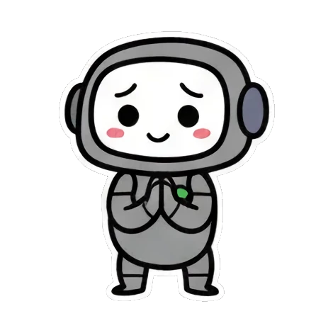 双手合十祈祷感谢 Chibi Robot Emoticons sticker for expressive chats and social replies.