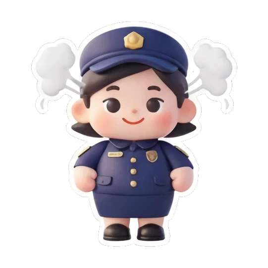 小警官伤心大哭 Chibi Officer's Daily Life sticker for expressive chats and social replies.