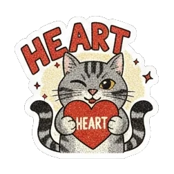 捧着爱心的猫咪 Vintage Tabby Cat Moods sticker for expressive chats and social replies.