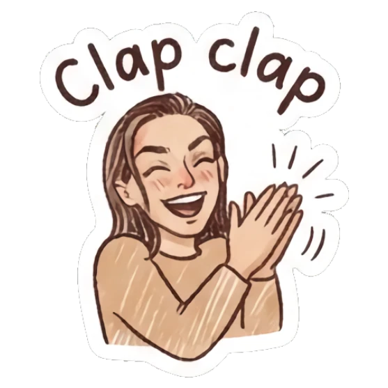 Girl clapping hands with a joyful expression Doodle Girl Daily Expressions sticker for expressive chats and social replies.
