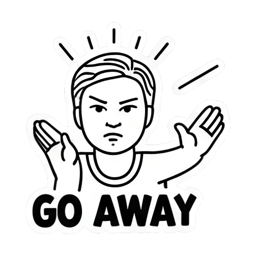 挥手示意走开 Keith Haring Style Boy sticker for expressive chats and social replies.