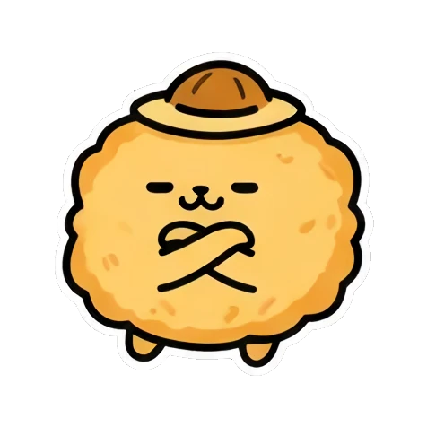 Shy creature crossing arms Fluffy Hat Creature Stickers sticker for expressive chats and social replies.