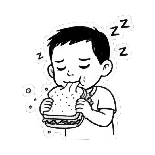 boy eating sandwich Quirky Boy Daily Life sticker for expressive chats and social replies.