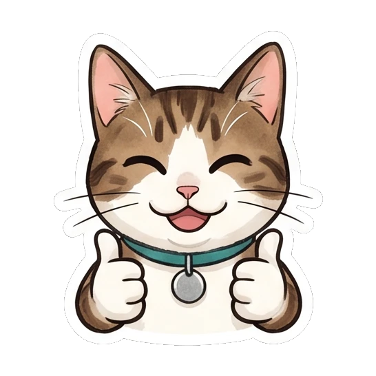 Tabby cat giving a double thumbs up with a happy grin Tabby Cat Daily Life sticker for expressive chats and social replies.