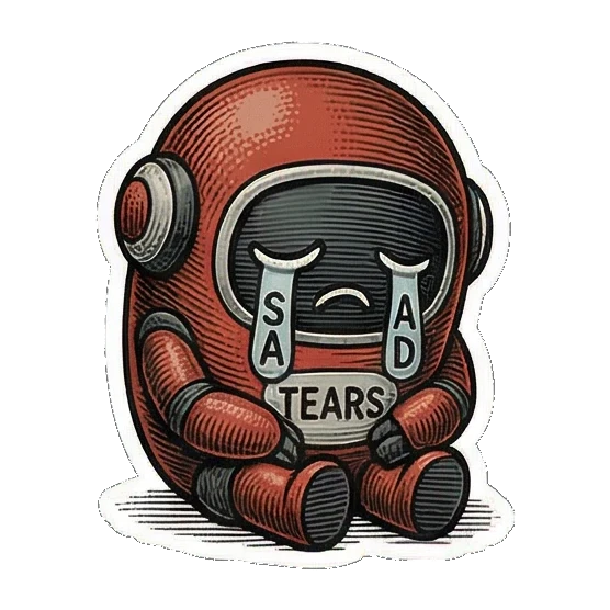 哭泣流泪的伤心机器人 Vintage Bot Emotions sticker for expressive chats and social replies.