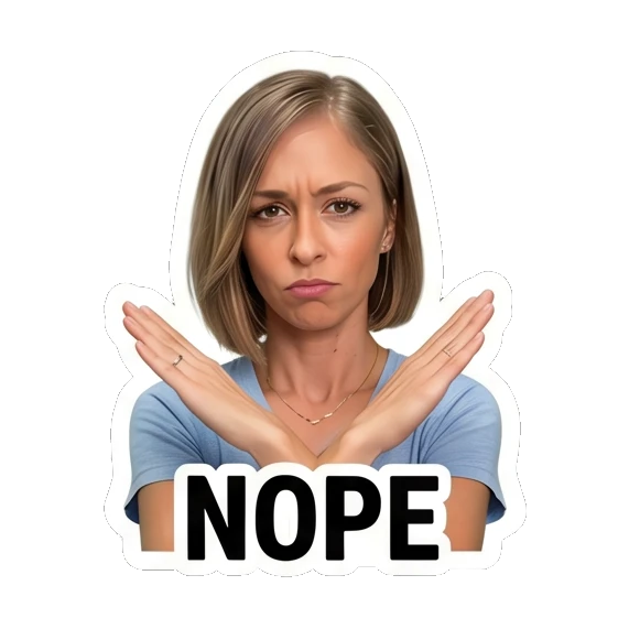 Woman crossing arms in rejection Daily Life Expressions sticker for expressive chats and social replies.