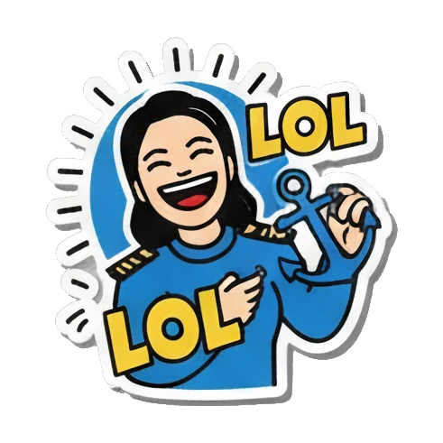 女孩大笑LOL Pop Art Girl's Daily Moods sticker for expressive chats and social replies.