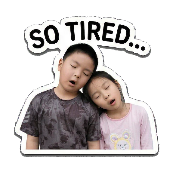 两人疲惫不堪 Siblings Daily Vibes sticker for expressive chats and social replies.