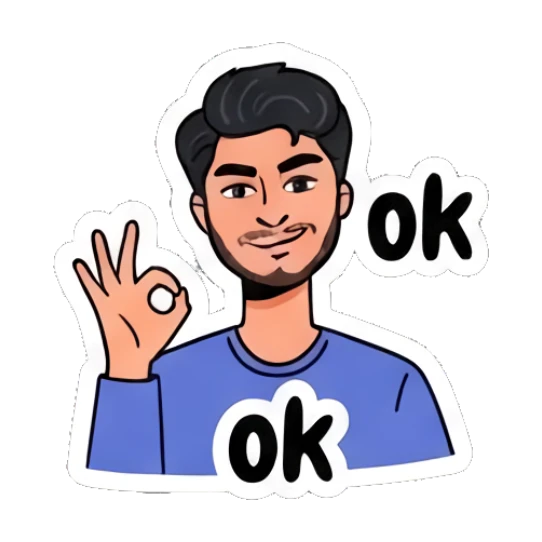 Young man making an OK gesture with text OK Daily Life of a Cool Guy sticker for expressive chats and social replies.