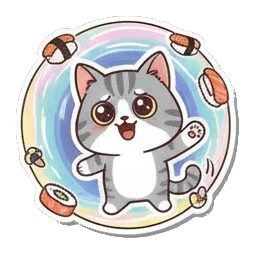 吃寿司 Chibi Tabby's Moods sticker for expressive chats and social replies.