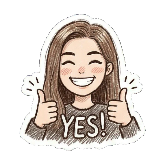 年轻女孩表达惊讶 Daily Doodle Girl sticker for expressive chats and social replies.