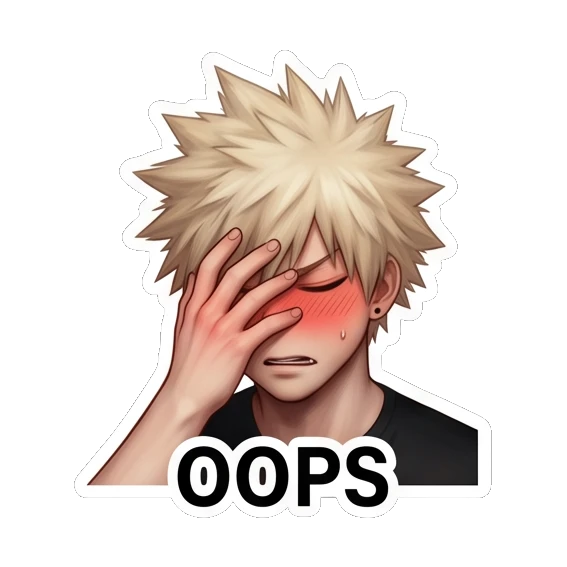 Spiky hair boy covering his face in embarrassment with a blush. Spiky Hair Anime Boy Expressions sticker for expressive chats and social replies.
