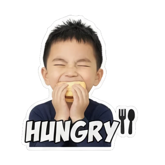 boy eating hungry Little Boy's Daily Moods sticker for expressive chats and social replies.
