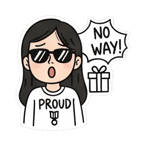 戴墨镜自豪感 Daily Doodle Girl sticker for expressive chats and social replies.