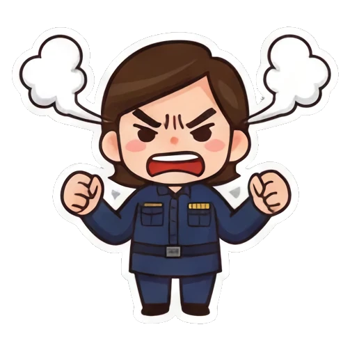 警官疑惑问号脸 Chibi Officer's Daily Life sticker for expressive chats and social replies.